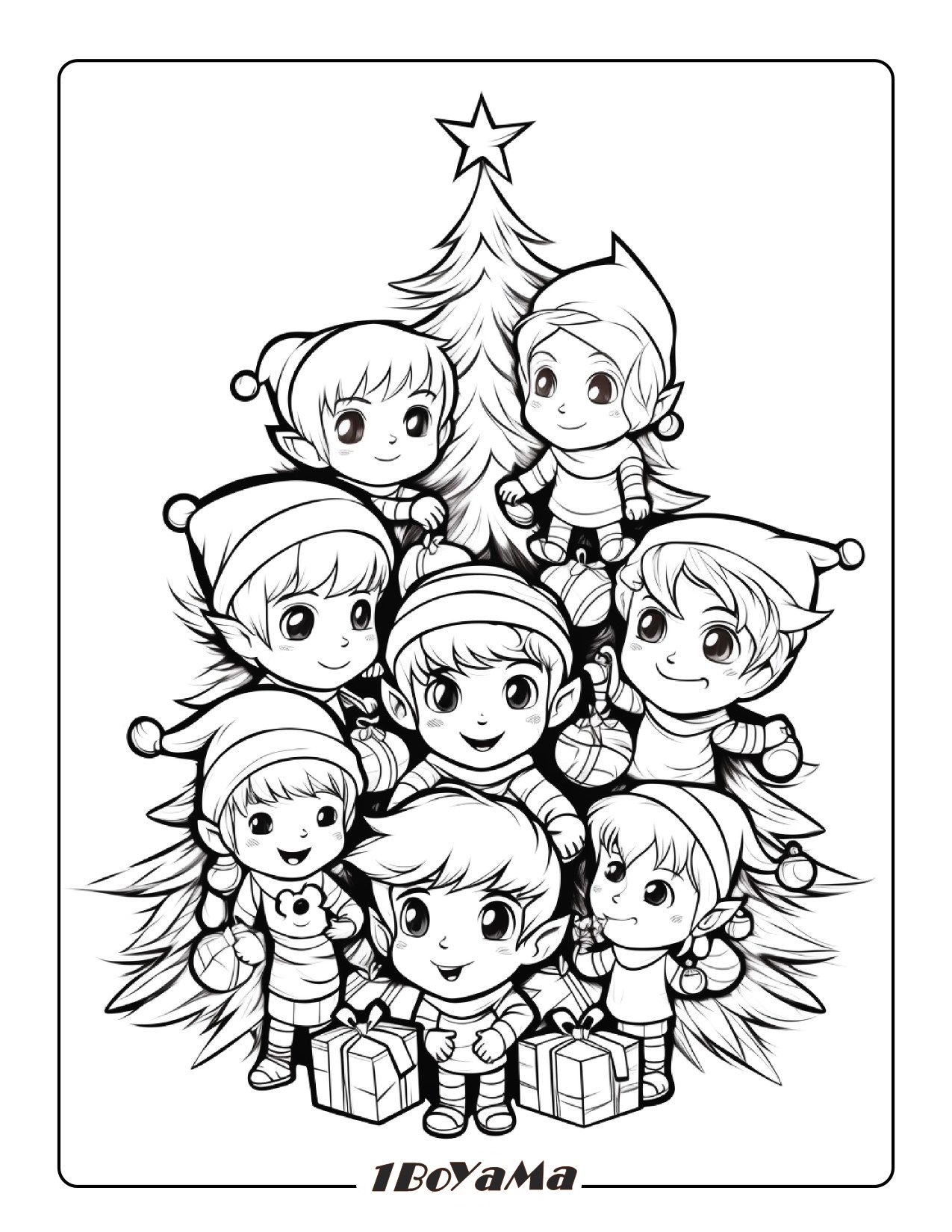 Noel Elfleri Boyama Sayfası Yeni