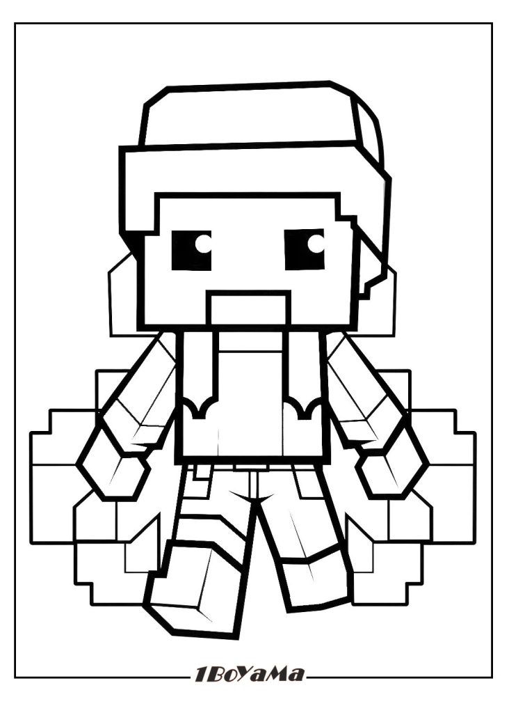 Minecraft Savaş Sahnesi Boyama Sayfası