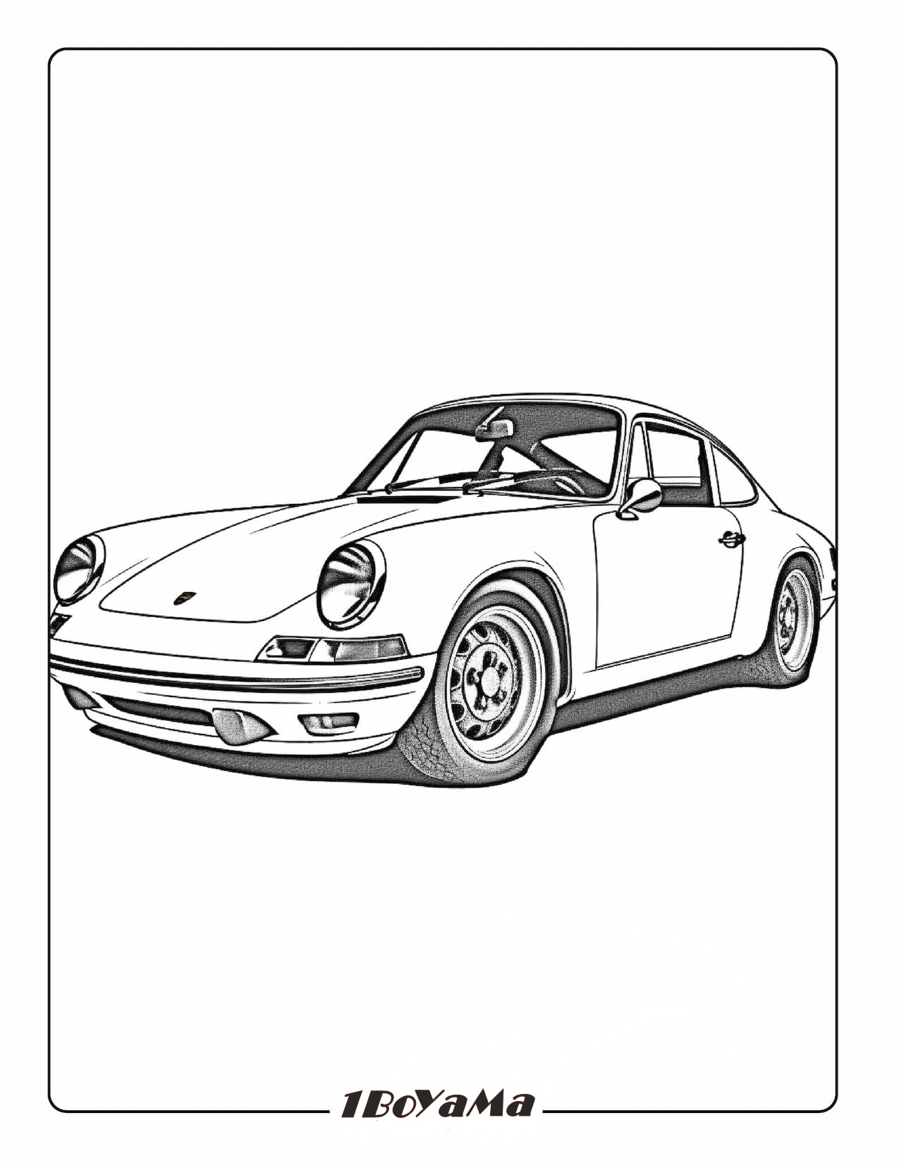 Eski bir Porsche arabası boyama sayfası yazdır
